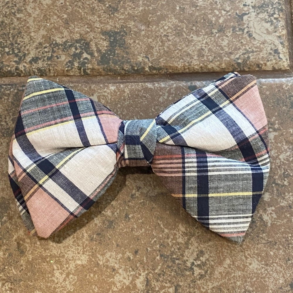 Vintage Bow Tie Mens Plaid Excellent Clip-On Pre-Tied Accessory
